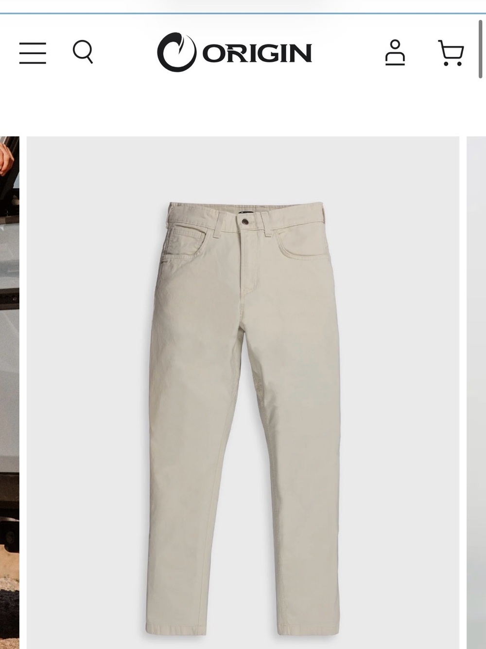 Origin Men's Slim Straight Jeans in Light Beige